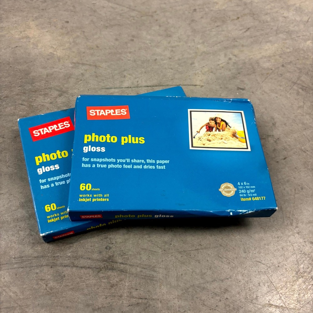 Staples Photo Plus Gloss Inkjet Paper 4x6 60 Sheets Per Pack Lot of 2 648177